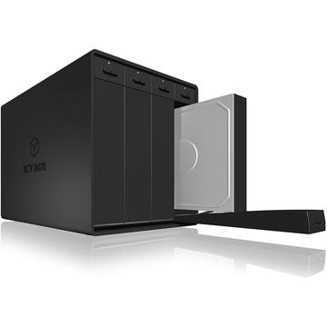 HDD Rack RaidSonic IcyBox External 3,5'' HDD 4-bay Case SATA III, USB 3.0, eSATA, JBOD, Black