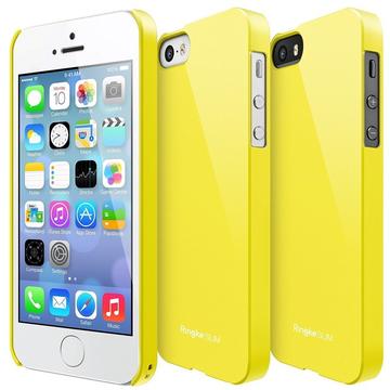 Husa Husa iPhone 5/5s/SE Ringke Slim SF Yellow Logo Cut+BONUS folie protectie display