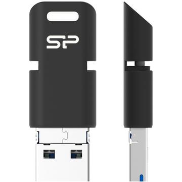 Memorie USB Silicon Power memory USB OTG Mobile C50 32GB, USB 3.1+micro USB+Type C, Black