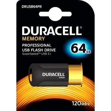 Memorie USB USB 3.1 Flash Disk Duracell Professional 64GB 120MB/s Negru-Auriu