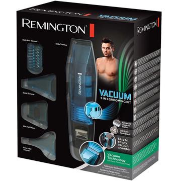 Set complet tuns Remington PG6070, Acumulator, 5 capete, Aspirare, Autoascutire, Negru/Albastru