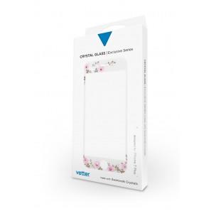 Vetter iPhone 7 Plus | Full Frame Tempered Glass | with Swarovski Crystals | White