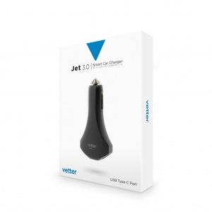 Vetter Smart Car Charger Jet 3.0 | with Quick Charge 3.0 and Type C | Black