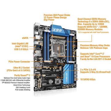 Placa de baza ASRock MBS Intel 2011 X99 Extreme4