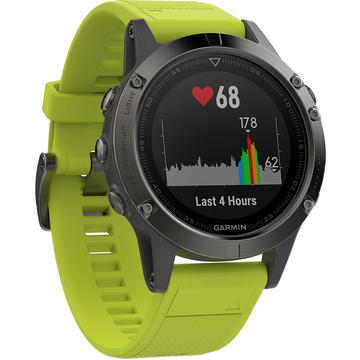 Smartwatch Garmin Smartwatch Fenix 5 47MM Gri Si Curea Sport Silicon Galben