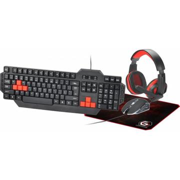 Kit GAMING Gembird 4-in-1, tastatura+mouse+casti+pad, US layout, GS-UMG4-01