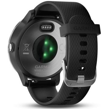 Smartwatch Garmin Vivoactive 3 GPS, Argintiu curea silicon Neagra