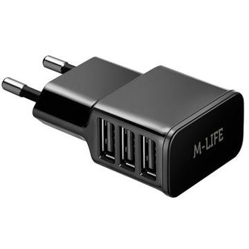 Incarcator de retea M-Life 3 X USB 3A MAX (1A+1A+2A)