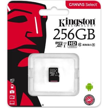Card memorie Kingston Canvas Select 80R 256GB Clasa 10 UHS-I
