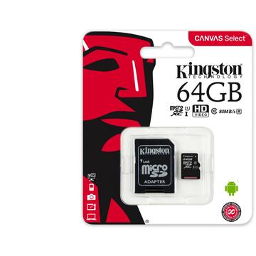 Card memorie Kingston Canvas Select 80R 64GB MicroSDXC Clasa 10 UHS-I + adaptor SD