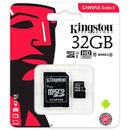 Card memorie Kingston Canvas Select 80R 32GB MicroSDHC Clasa 10 UHS-I + adaptor SD