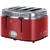 Prajitor de paine Russell Hobbs Retro Ribbon Red 21690-56, 1200 W, 4 felii, Prajire rapida, Gratar pentru chifle, Rosu/Inox