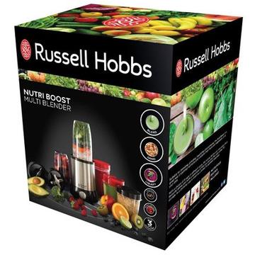 Russell Hobbs NutriBoost 23180-56, 700 W, Set de 15 piese, 3 recipiente 700 ml, 2 recipiente 350 ml, 2 lame, Inox/Negru