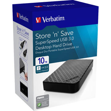 Hard disk extern Verbatim Store 'n' Save 10TB USB 3.0 3.5"