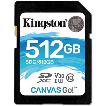 Card memorie Kingston Canvas Go SDXC 512GB Clasa 10 UHS-I U3