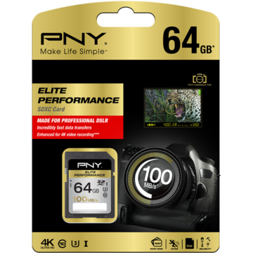 Card memorie PNY Elite Performance SDXC 64GB Class10 UHS-1 U3