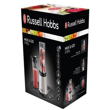 Russell Hobbs Mix & Go Steel 23470-56, 300 W, 2 sticle 0.6 l, Inox/Negru