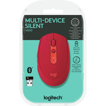 Mouse Logitech M590 Wireless Multi-Device Silent Ruby Red