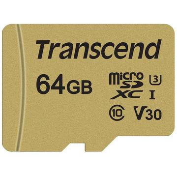 Card memorie Transcend microSDXC USD500S 64GB CL10 UHS-I U3 Up to 95MB/S +adapter
