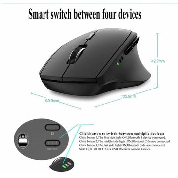 Mouse Rapoo MT550 Wireless+Bluetooth Black