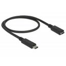 Delock Cablu prelungitor cu port USB Type-C tată - port mamă; de 1,0m, negru