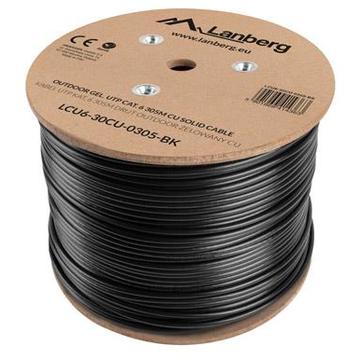 Lanberg UTP solid gel. cable, CU, cat. 6, 305m, Black