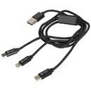 Natec Extreme Media cable microUSB+ Lightning+ USB Typ-C to USB (M), 1m, Black