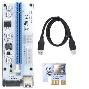 Qoltec Riser PCi-E 1x - 16x | USB 3.0 | 008S | Universal | SATA, MOLEX, PCI-E