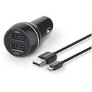 Philips Dual Car Charger, 5V/3.1A – 15.5W, Universal Mobile phones, Tablets, e-readers (bundle with micro USB cable), works with USB devices