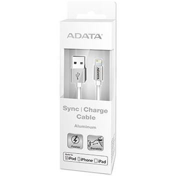 ADATA Sync and Charge Lightning Cable, USB, MFi (iPhone, iPad, iPod), Silver