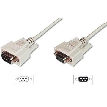 ASSMANN RS232 Extension cable DSUB9 M (plug)/DSUB9 F (jack) 5m beige
