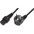 Assmann Power Cable, R/A Schuko plug, HO5VV-F 3 X 1.00mm2 to C13 IEC LOCK, 2m black