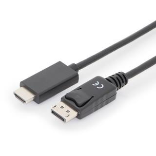 Assmann Cable DisplayPort 1.2 w/interlock 4K 60Hz UHD Type DP/HDMI A M/M black 1m