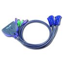 ATEN CS62S 2-Port PS/2 KVM Switch All-in-one design, 0.9m cables