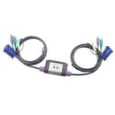 ATEN CS62A 2-Port PS/2 KVM Switch, Speaker Support, 1.2m cables
