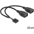 Delock cable USB 2.0 type-A 2 x female to pin header