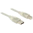 Delock Cable USB 2.0 Type-A male > USB 2.0 Type-B male 1.5m transparent