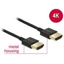 Delock Cable High Speed HDMI with Ethernet A male > A male 3D 4K 0.25m Slim