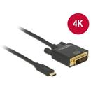 Delock Cable USB Type-C male > DVI 24+1 male (DP Alt Mode) 4K 30 Hz 1 m black