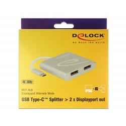 Delock Splitter USB Type-C (Mod DP Alt) > 2 x Displayport out 4K 30 Hz