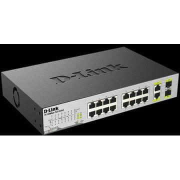 Switch D-Link 16-Ports 10/100 PoE Switch (total 246.4 Watt), 2 X 1000Base-T/SFP
