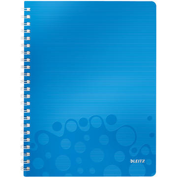 Caiet de birou LEITZ Wow, PP, A4, cu spira, matematica - albastru metalizat