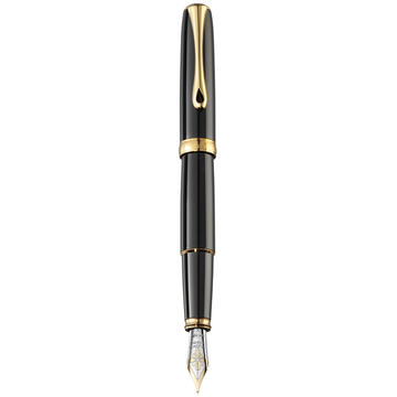 DIPLOMAT Excellence A - Black Lacquer Gold - stilou cu penita M, din otel inoxidabil
