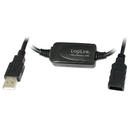 LOGILINK - Cablu Active Repeater USB 2.0 cu amplificator activ de semnal, 10m
