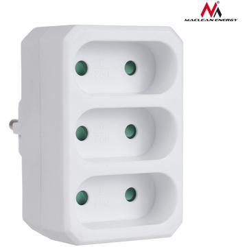 Prelungitor Maclean MCE212 3x6A triple flat socket, universal plug