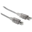 Manhattan cablu prelungitor USB 2.0 A-B M/M 1,8m argintiu
