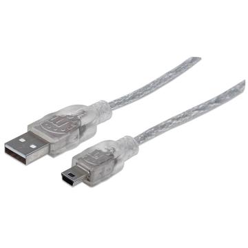 Manhattan cablu Hi-Speed USB 2.0 A-B Mini (Canon) M/M 1,8m argintiu