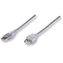 Manhattan cablu prelungitor Hi-Speed USB A-A M/F 4,5m argintiu translucid