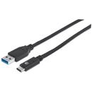 Manhattan Cablu USB 3.1 Gen2, tip-C/tip-A M/M 1m negru