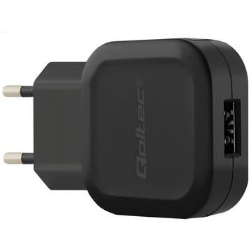 Incarcator de retea Qoltec AC adapter for Smartphone / Tablet | 12W | 5V | 2.4A | USB + USB typC